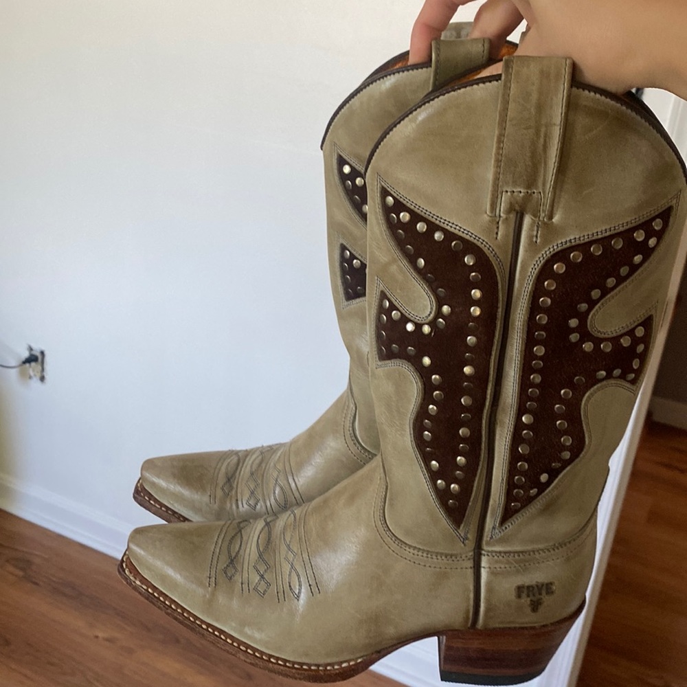 Frye cowboy studded boots